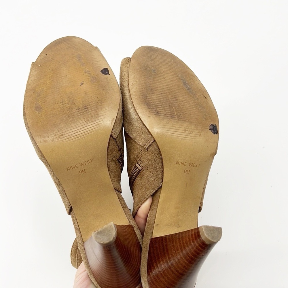 Nine West See You Later Suede Peep Toe Heeled Shootie Size 9 Bootie - Picture 8 of 13
